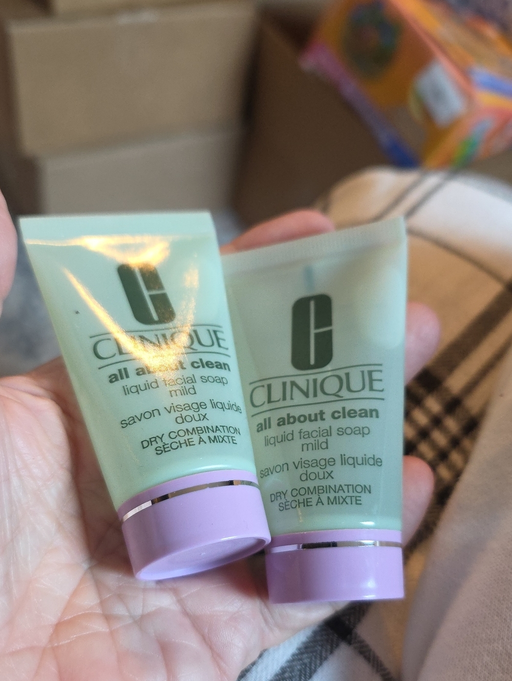 Clinique Green Facial Cleanser Tubes with Lavender Caps